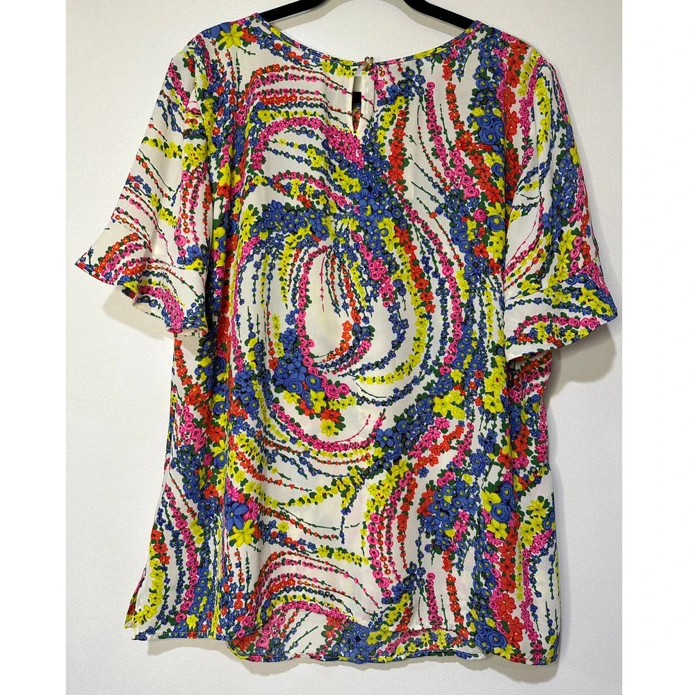Talbots Floral Swirl Flutter Sleeves Blouse Plus Size EUC - Picture 8 of 13